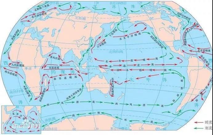 全球表层洋流分布图.